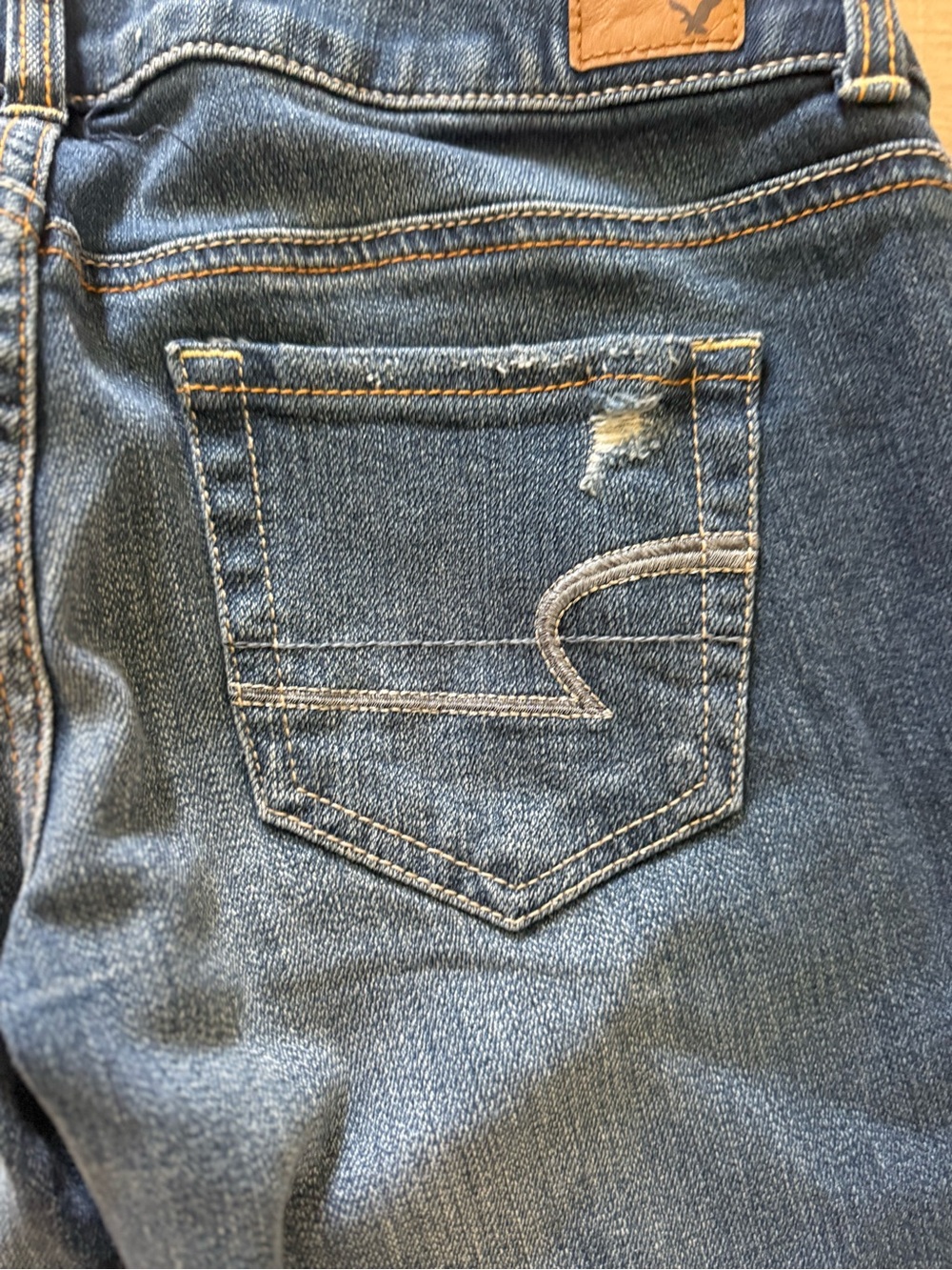 American Eagle Outfitters Distressed Blue Flare Jeans - Picture 5 of 5
